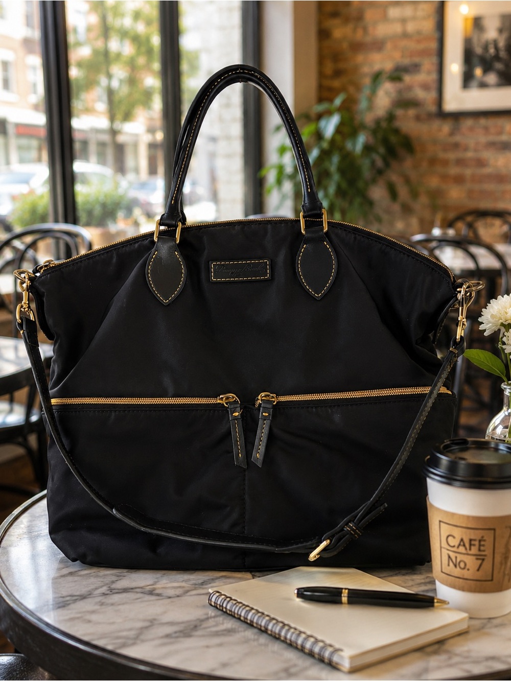 Dooney & Bourke Black Nylon Large Pocket Satchel